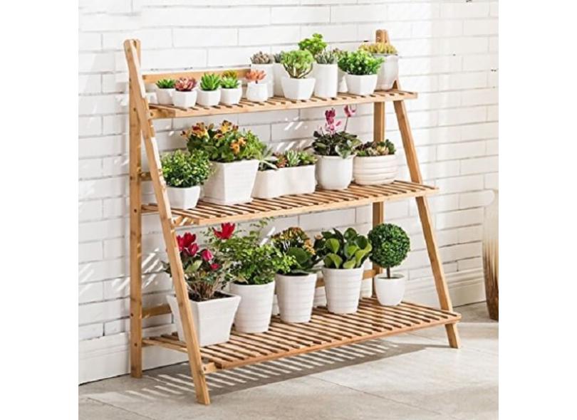 Suporte para Vasos de Plantas com Três Prateleiras Canto do Jardim™