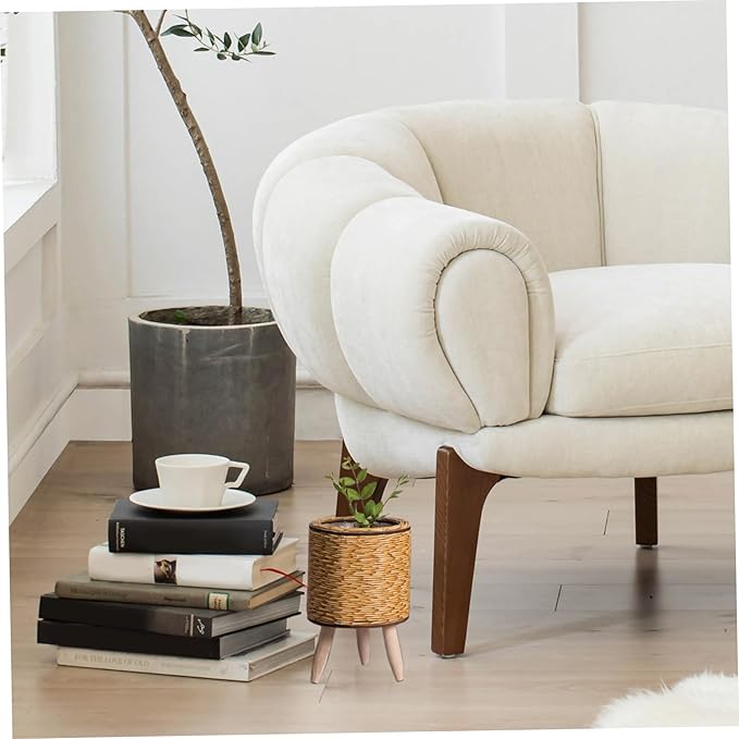 Cesta De Flores De Tecido Nórdico Com Pernas Removíveis, Pote De Imitação De Rattan, Suporte de planta - Canto do Jardim