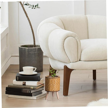 Cesta De Flores De Tecido Nórdico Com Pernas Removíveis, Pote De Imitação De Rattan, Suporte de planta - Canto do Jardim