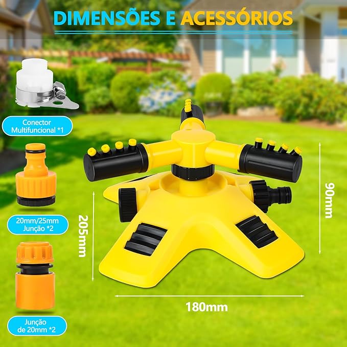 Aspersor Irrigacão Para Jardim e Gramado Econômico Sprinkler 360° (Leve 2 e Pague menos) Canto do Jardim