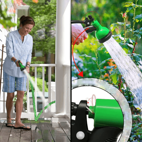 Mangueira De Alta Pressão Expansiva e bico ajustável com 7 modos - Canto do Jardim™