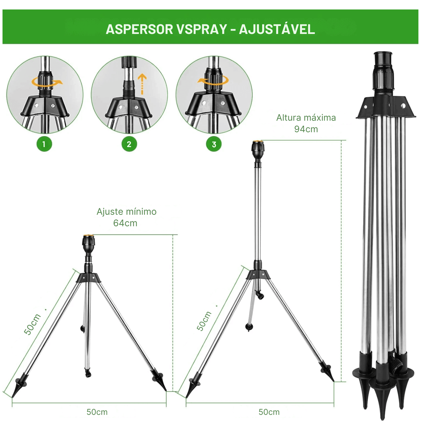 Aspersor Irrigador automático 360 com Tripé - Canto do Jardim™