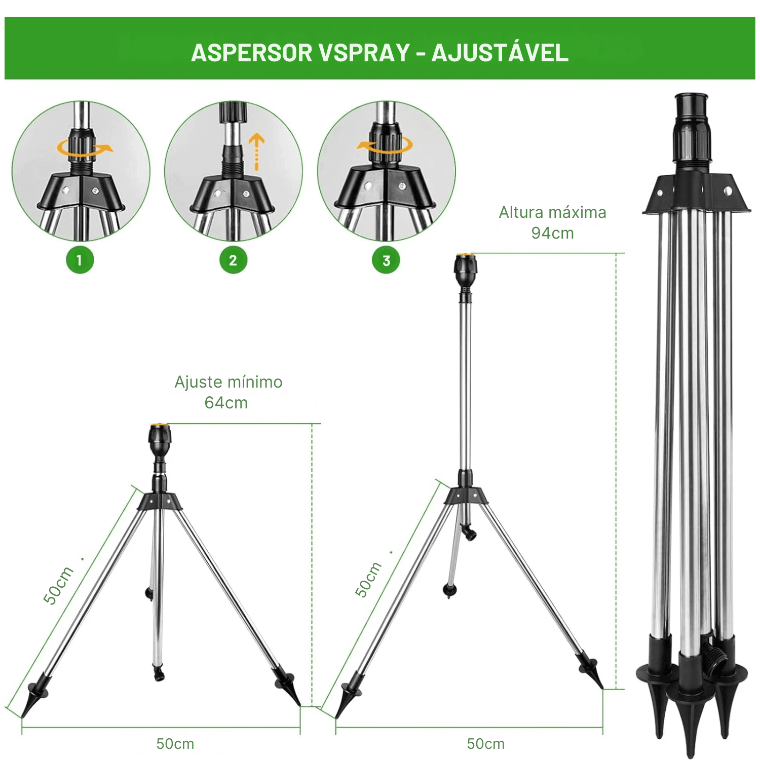 Aspersor Irrigador automático 360 com Tripé - Canto do Jardim™
