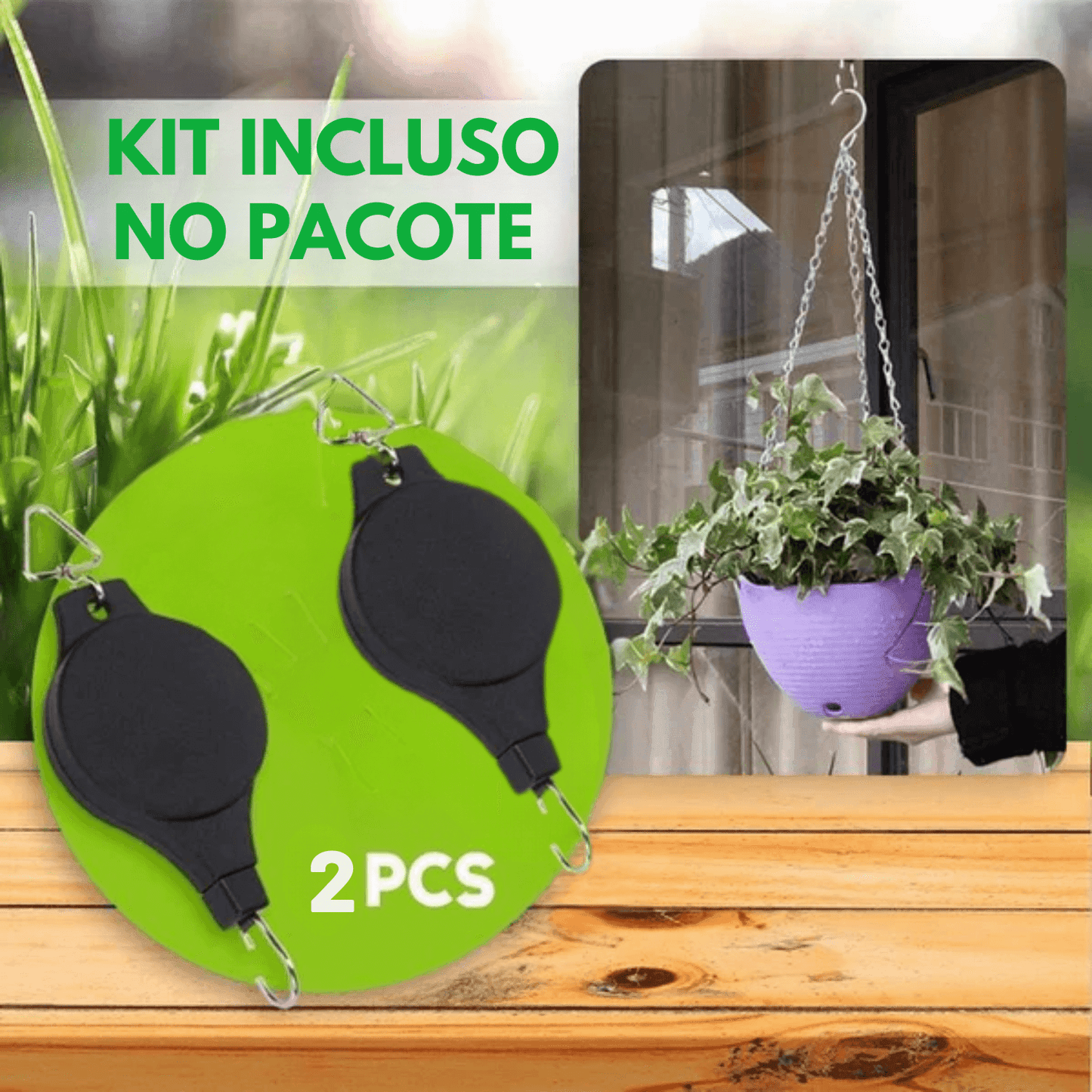 Kit de Gancho Retrátil Para Plantas - Canto do Jardim™
