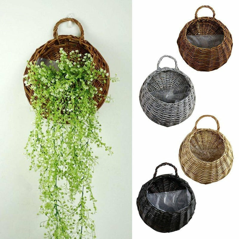 Plantador De Flores De Rattan De Vime Feito À Mão - Cesta Canto do Jardim™