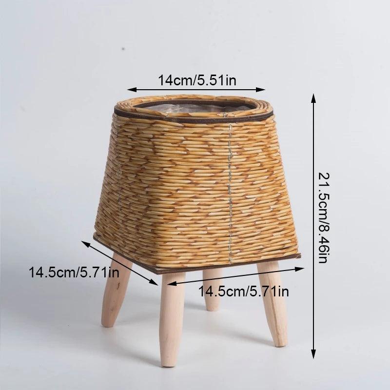 Cesta De Flores De Tecido Nórdico Com Pernas Removíveis, Pote De Imitação De Rattan, Suporte de planta - Canto do Jardim