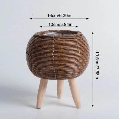 Cesta De Flores De Tecido Nórdico Com Pernas Removíveis, Pote De Imitação De Rattan, Suporte de planta - Canto do Jardim