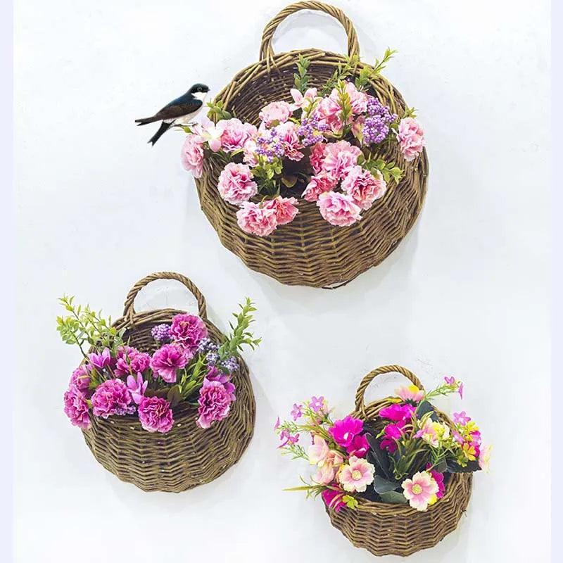 Plantador De Flores De Rattan De Vime Feito À Mão - Cesta Canto do Jardim™