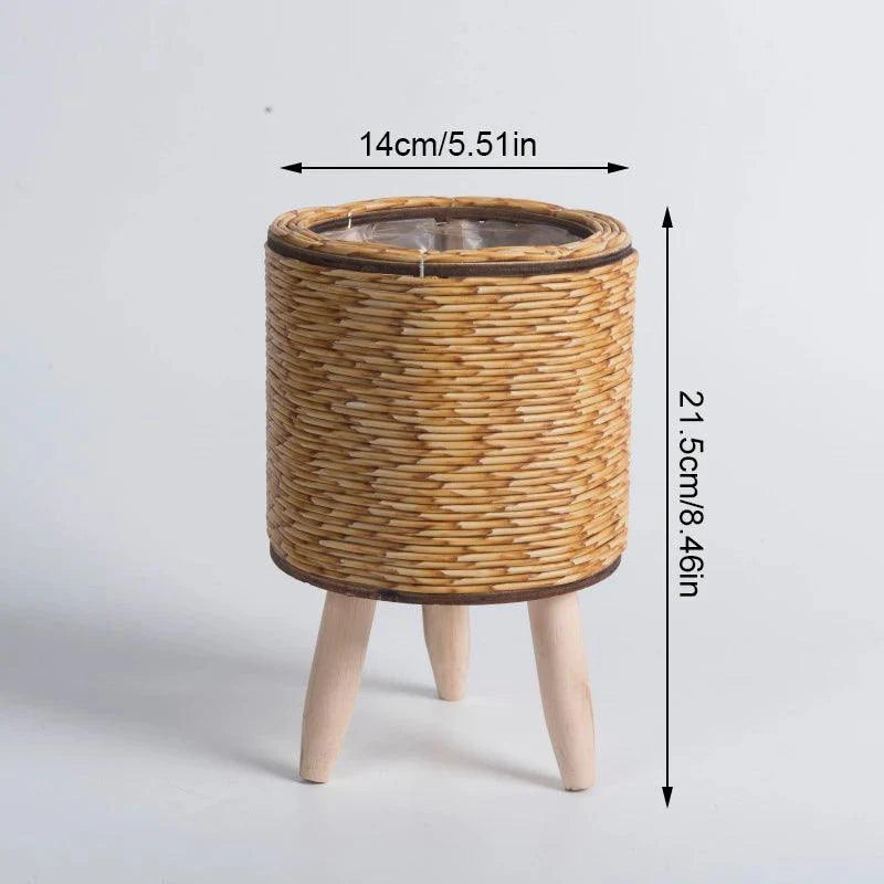 Cesta De Flores De Tecido Nórdico Com Pernas Removíveis, Pote De Imitação De Rattan, Suporte de planta