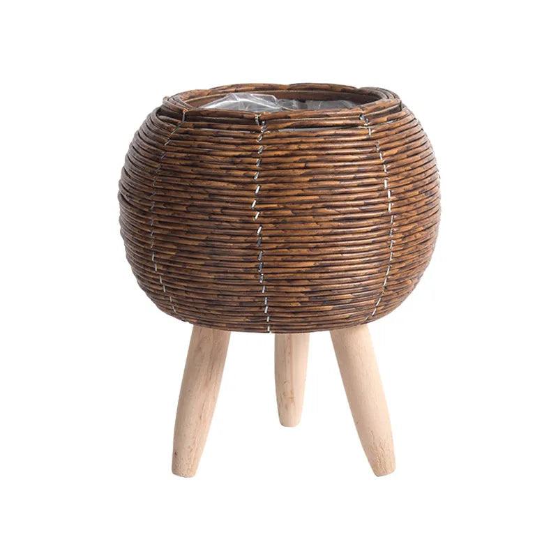 Cesta De Flores De Tecido Nórdico Com Pernas Removíveis, Pote De Imitação De Rattan, Suporte de planta - Canto do Jardim