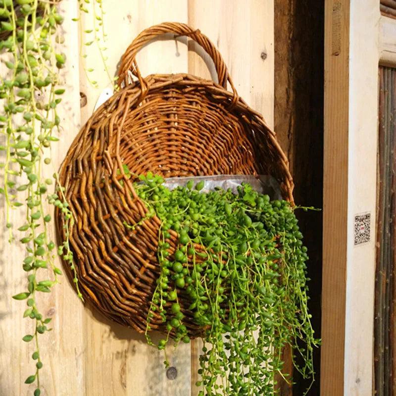 Plantador De Flores De Rattan De Vime Feito À Mão - Cesta Canto do Jardim™