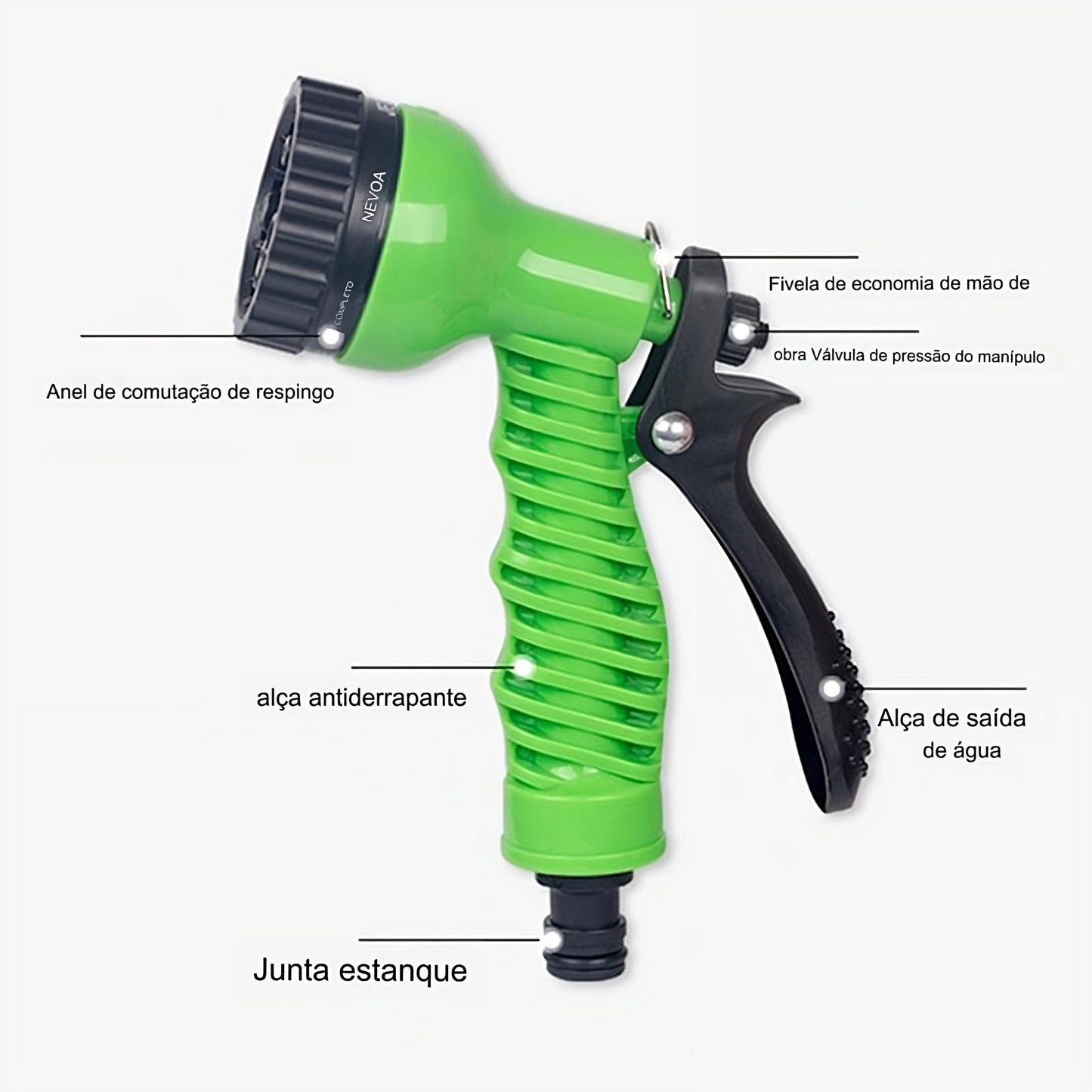 Mangueira De Alta Pressão Expansiva e bico ajustável com 7 modos - Canto do Jardim™
