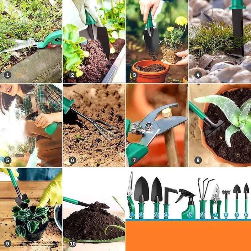 Kit Ferramentas de Jardinagem com Maleta – 10 Peças