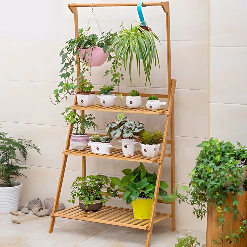 Suporte para Vasos de Plantas com Três Prateleiras Canto do Jardim™